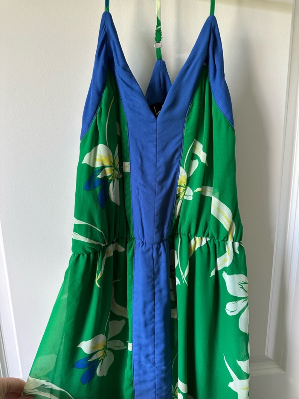 Lulu's Blue and Green Floral Maxi Dress - Picture 4 of 4